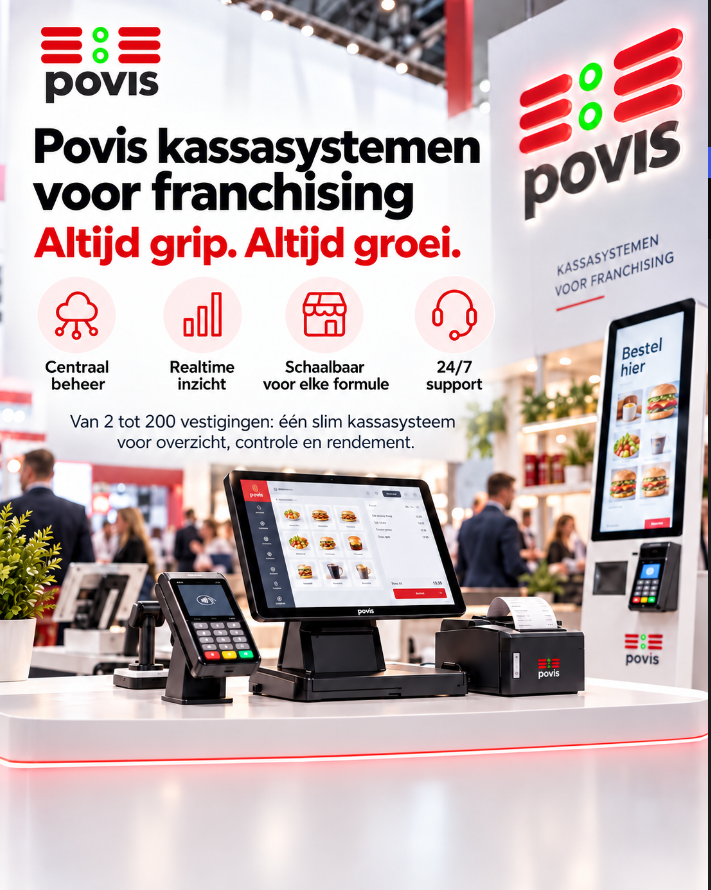 Eén formule. Elke vestiging grip. Van de eerste kassa tot een groeiende franchiseformule. Ontdek hoe Povis verkopen, bestellen en beheren eenvoudiger maakt. Vraag je kaart aan → Vrijdag 2 en zaterdag 3 oktober · 10.00–16.00 uur Evenementenhal Gorinchem · Franklinweg 2